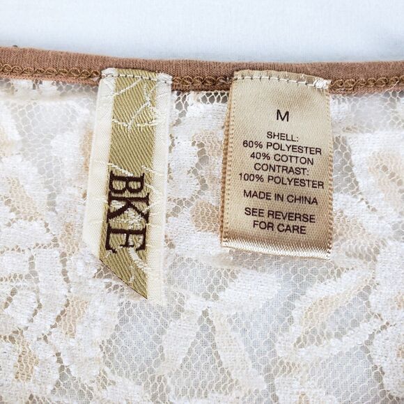 BKE Lace Sequin Top Womens M Sheer Bohemian Indie Soft Grunge Raglan Going Out - Picture 6 of 7